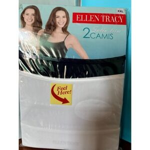 Ellen Tracy 2 Pk Camis Satin Trim Sz XXL (Blk and White)